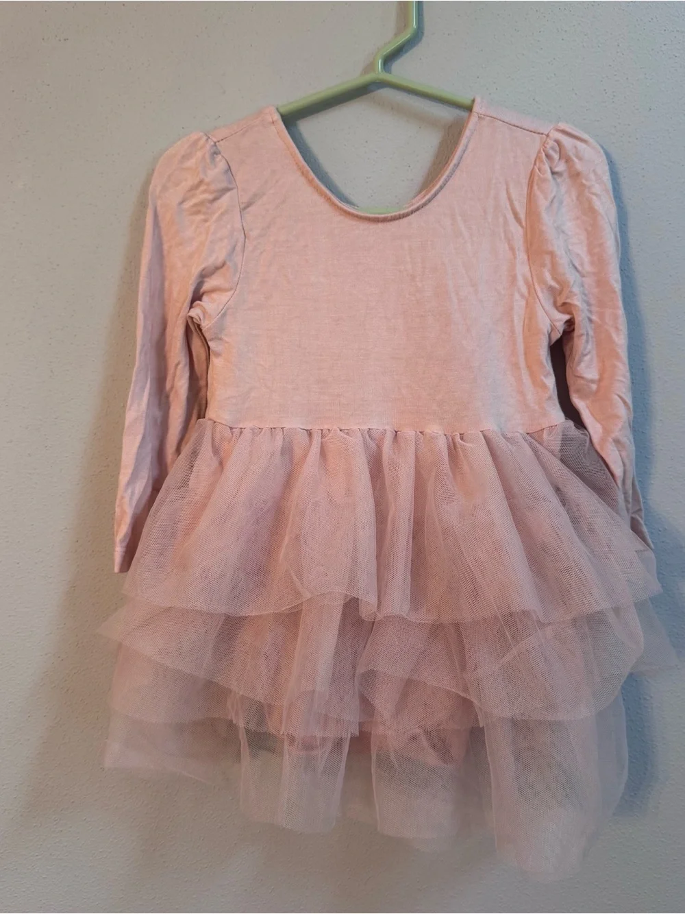Bamboo Dress Blush Pink Tulle Tiered Long-Sleeve 18 month